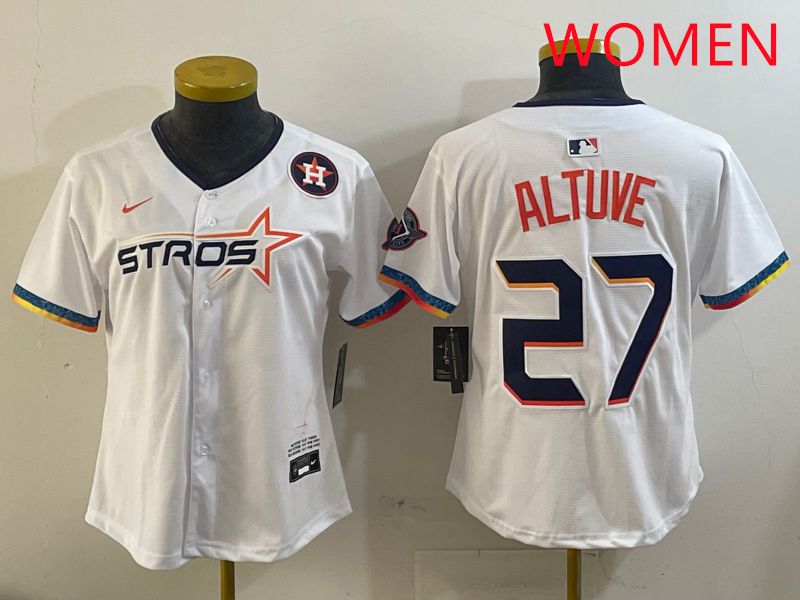 Women Houston Astros #27 Altuve White Fourth generation Joint Name 2025 Nike MLB Jersey style 6->women mlb jersey->Women Jersey